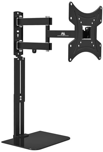 Maclean MC-771A Soporte de Pared para TV con Estante Universal para Televisores OLED/QLED/LCD/LED/Plasma de 23-43 Carga máx. hasta 25 kg, VESA máx. 200x200 mm, Estante de Vidrio hasta 5 kg