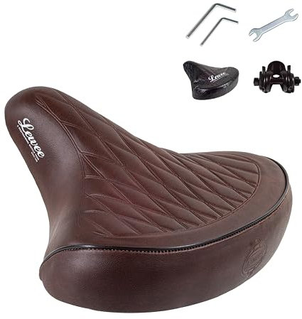 LEWEE Cruiser Brauner Fahrradsitz, extra breites Fahrradsattelkissen, bequemer Mountainbikesitz für Herren, Vintage-Leder-Strand-Fahrradsitz für Damen, Fahrradersatzzubehör