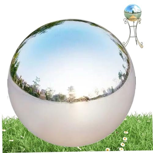 Gartenkugel, 10 Zoll, Gartenkugel aus Edelstahl, 360° verspiegelt, reflektierende Gartenkugel, hohle Gartenkugel für Garten, Terrasse, Rasen, Outdoor, Gartenkugel aus Edelstahl, Gartenkugel, 10 Zoll,