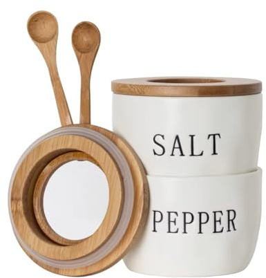 Woodside Home Living Salt & Pepper Seasoning Jar Pot Storage Set Chefs Kitchen Cooking