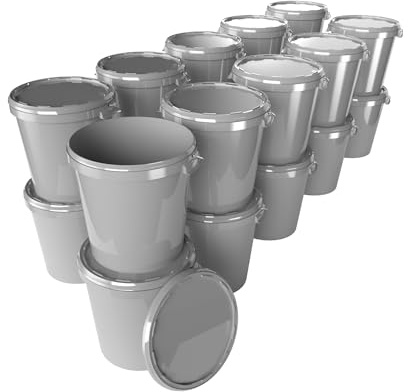50 cubos con tapa, 30 litros, fabricados en Alemania, aptos para alimentos, estables, herméticos, para almacenamiento de alimentos, material de oficina, habitación infantil, hogar, taller, gastronomía