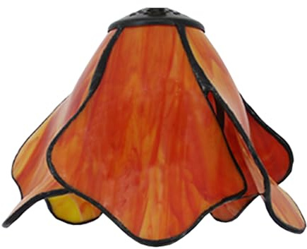 BOTOWI 8 Large Tiffany Abat-Jour Accessoires Remplacement Seulement vitrail Lotus Abat-Jour Vintage Rose Beige Orange Couverture de lumière pour Lampe de Table Suspension lumière de Bureau,Orange