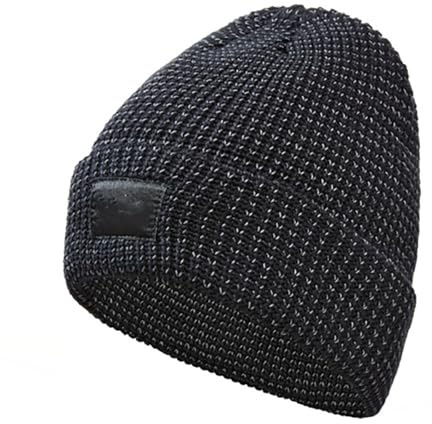 Cmeilau Flex Beanie reflekterande mössa för kvinnor män, varm reflekterande stickad mössa för vintern, tjock, köldbeständig plyschmössa för utomhussporter, svart, L