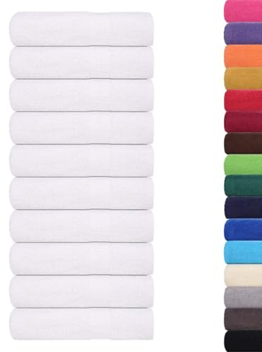 vidaXL Serviettes de Bain FROGN 10 pcs Blanc 100x150 cm 360 g/m² 100% Coton, Serviette, Ensemble de Serviettes de Bain, Serviette d'hôtel