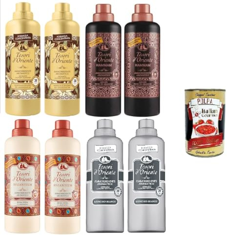 Italian Gourmet Testpaket Ammorbidente Weichspüler Konzentrat 8 x 760ml | Set prova per lavatrice, capi soffici e Duftpflege, für bis zu 38, Gesamtnettogewicht 6,08 L + Kostenlos Polpa 400g