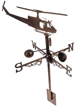 TOYANDONA Vintage Windfahne Im Hubschrauber-Stil Wetterrichtungsanzeiger Aus Eisen Für Garten-Dekoration Robustes Wetterfestes Deko-Element Für Außenbereich