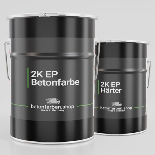 betonfarben.shop 2K Epoxidharz Bodenbeschichtung | Innen & Außen | Garagenfarbe, Werkstatt, Keller, uvm. (RAL7001 Silbergrau)