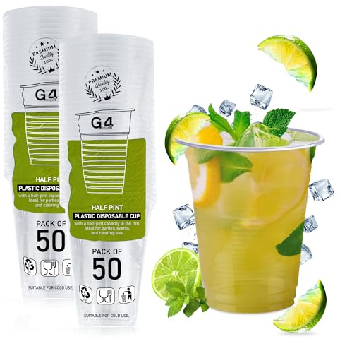 G4GADGET Bicchieri usa e getta in plastica trasparente, 100 pezzi, 180 ml, durevoli, per refrigeratori d'acqua, feste, eventi, campeggio e viaggi, ideali per bevande fredde, tè, succhi di frutta