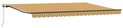 vidaXL Tende a Bracci manuali retrattili a Righe Multicolori Giallo, Grigio e Bianco 500 x 350 cm per Patio e Balcone. Ombra Esterna, Copertura Tenda, Riparo e Protezione dal Sole con Tecnologia UV