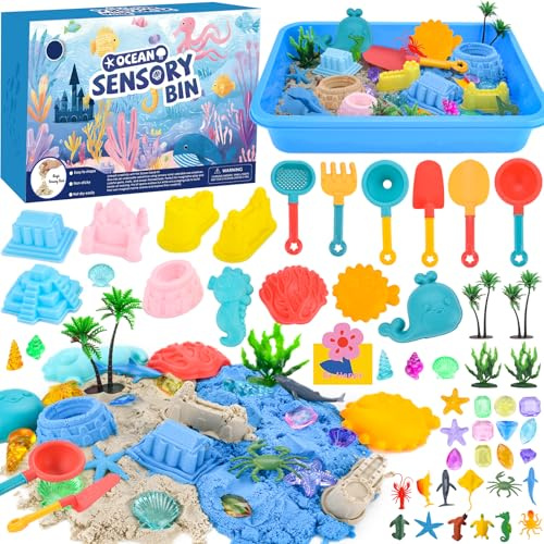 ZUSUZU Sabbia Magica per Bambini,Sabbia Per Bambini con 1000 Sabbias Magica,Kit di Sabbias,Oceano Sabbiaes Cinetica Bambinis Set,Sabbiera Giocattolo per Ragazzi e Ragazze Oltre I 3 Anni