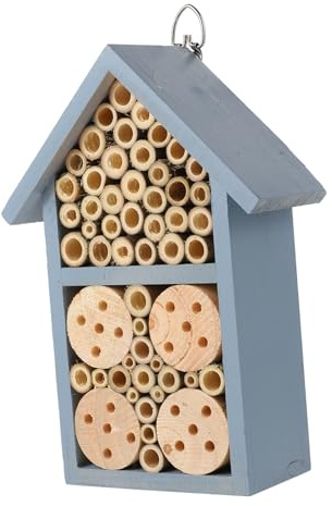 BESTonZON Holzhütte Für Insekten Gartenhaus Bienenhaus Hängend Bemaltes Holz Haus Dekoratives Insektenhaus Für Garten Hütte Für Insekten Bienennest Aus Holz Hängende Bienenhütte
