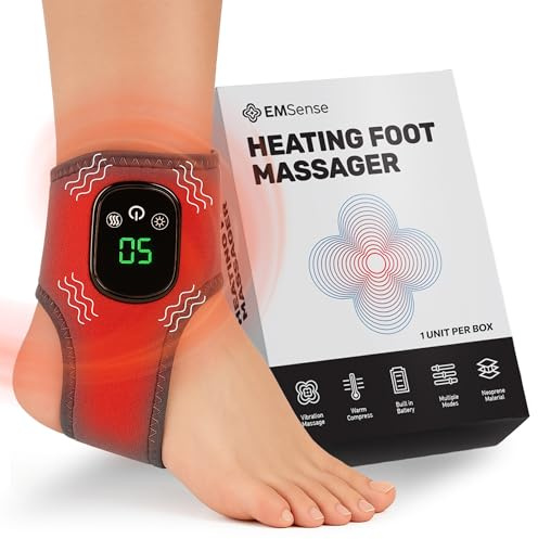 EMSense Masseur Pied 3 En 1, Massage Pieds électrique Chauffant | 3 Modes de Massage et Fonction Chauffante | Thermo Masseur Pied, Appareil Massage Pied et Cheville pour Soulager La Fatigue