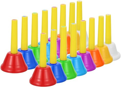 QUARKZMAN 2 Juegos De Campanas Manuales Set De 8 Notas Musicales Diatónicas Instrumento Musical Colorido Para Enseñanza Musical Fiestas Coro Iglesia Cumpleañoses Amarillo/Colores Mezclados