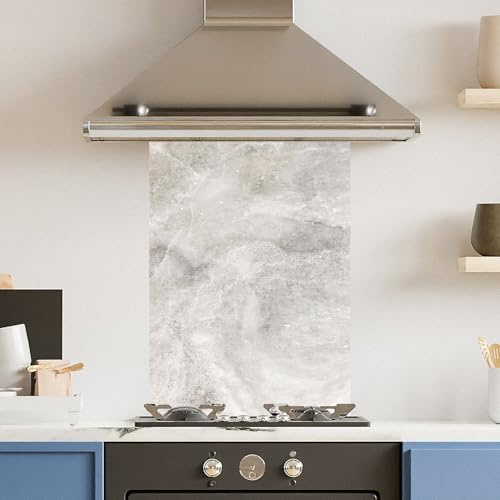 Premium 60 x 90cm White Marble 6mm Glass Toughened Kitchen Splashback