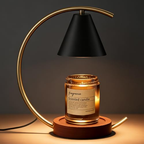 Candle Warmer Lamp with Timer Dimmable, Gifts for Women, House Warming Gifts New Home Decor, Black Candle Warmer, Moon-Shape Adjustable Candle Light, Wax Melt Warmer for Jar Candles with 2 * 50W Bulbs