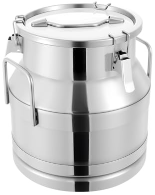 Mqwdxzfes Edelstahl Milchkanne mit Deckel, Milchtransportfass Großer Edelstahlbehälter, Transportkanne Küchen Vorratsdose, Dichteimer Milchkrug Milchbehälter Versiegelter Eimer (20L)