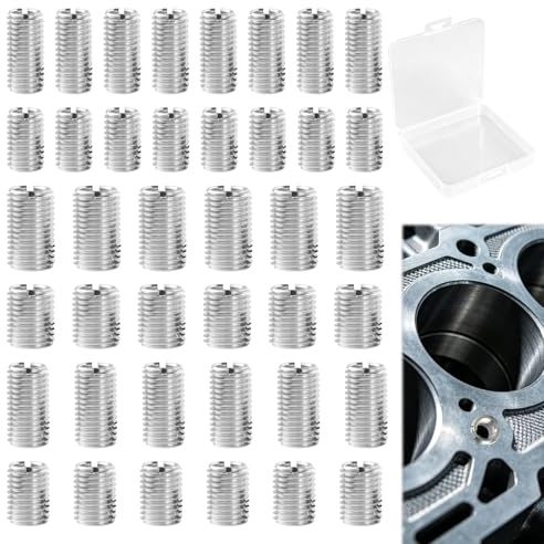 Insert M6, 40 pièces Insert M8, In sert Fileté Metal, I nsert Fileté, Inse rt, Kit de réparation de filetage M4-M6 / M6-M8 / M8-M10 avec boîte de rangement transparente, Acier inoxydable.