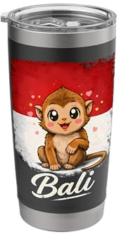 Bali Monkey Indonesia Flag Stainless Steel Insulated Tumbler