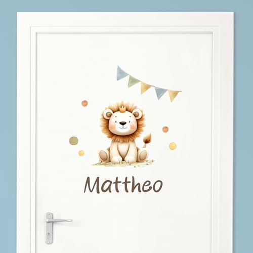 Little Deco Türaufkleber, Wandtattoo Kinderzimmer, Löwe mit Krone | Wandsticker, Sticker personalisiert, Babyzimmer Deko, Wunschtext Aufkleber, Tür Namensschilder Kinder, Stickers selbstklebend