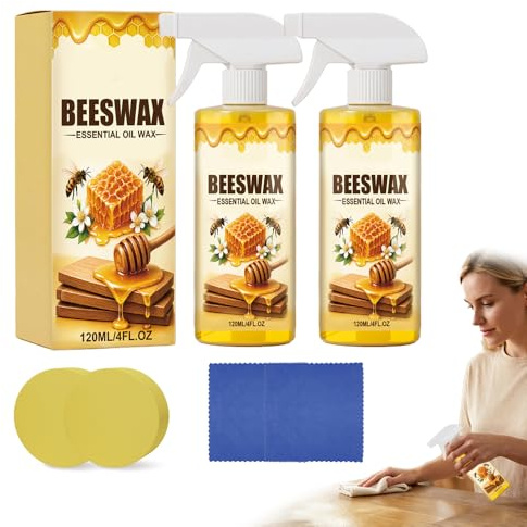 Spray lustrant à la Cire D'abeille pour Bois, 2026 New Rénovateur et Nettoyant Naturel pour Meubles, Cire Meuble en Bois, Spray de Polissage pour le Bois, Ravive l'éclat et Elimine les Rayures (2Pcs)