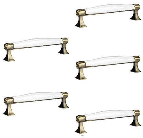 SOTECH 5er Set Porzellangriff MARIE BA 128 mm Altmessingoptik | Griff