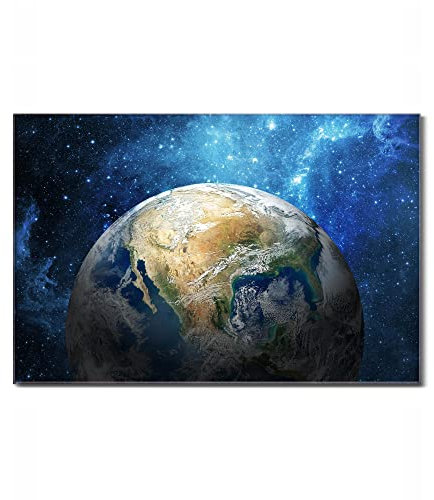 banjado Glas Magnettafel (75 x 50cm) - Magnetwand Glas - Magnetpinnwand als Memoboard - Pinnwand Magnettafel Küche, Büro, Kinderzimmer - Erdkugel