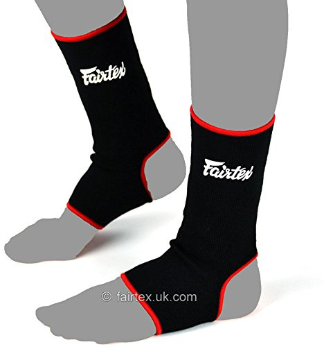 Fairtex MinotaurFightStore Fußgelenkbandagen AS1 Schwarz Rot Muay Thai Boxen MMA Kickboxen