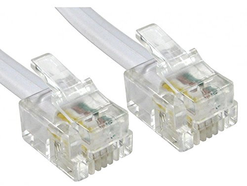 Premium ADSL/Fibre Broadband Cable - Premium Quality/Gold Plated Contact Pins/High Speed/Router or Modem to RJ11 Phone Socket or Microfilter for use with ADSL/FTTC/Fibre (2m, White)