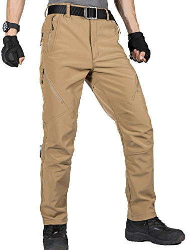 FREE SOLDIER Pantaloni da Lavoro da Uomo per attività All'aperto Pantaloni Softshell Sci Termici Impermeabile Pantaloni Trekking Invernali Pantaloni da Caccia(Colore Fango,44 Lungo)