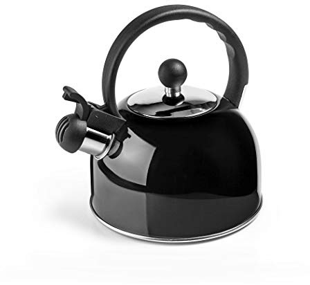 IBILI - Cafetera Silbante Negra, 2,5 litros, Acero inoxidable, Apto para inducción