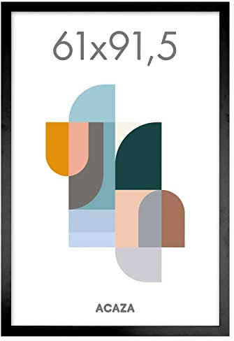 ACAZA Cadre 91,5 x 61 cm pour Poster, Photo et Puzzle, En Bois MDF et Verre Acrylic, Décoration Murale, Portrait et Paysage, Noir