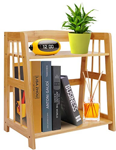 Organizador de escritorio de bambú, estante de almacenamiento para encimera,soporte para plantas y flores, torre de almacenamiento de escritorio, estante de exhibición multiuso para oficina,