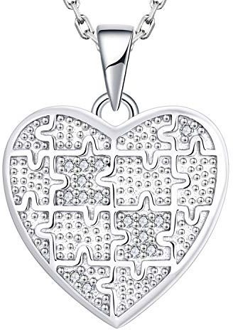 Starnny Herz Medaillon zum Öffnen Foto Bilder 925 Silber Anhänger mit Puzzle Herz Foto Kette Geschenke für Damen
