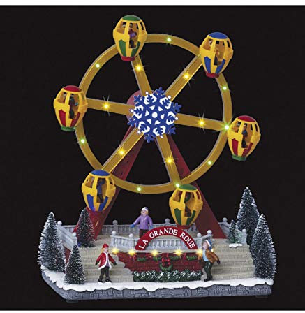 FEERIC LIGHTS & CHRISTMAS - Village de noël Grande Roue animé/Musical 33 LED + transfo