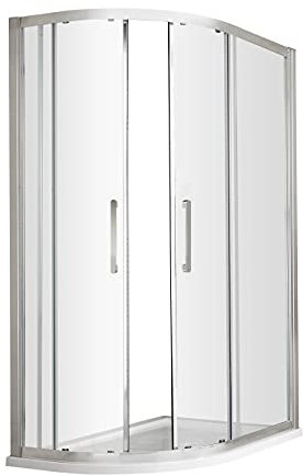 Hudson Reed M9080QH4 Apex Modern Bathroom EasyFit Offset Quadrant Shower Enclosure with 8mm Toughened Safety Glass and Round Handles, 900mm x 800mm, Polished Chrome