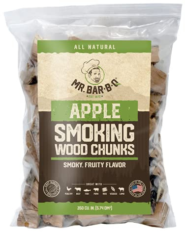 Sac de 1,6 kg de morceaux de bois de pommier, morceaux de bois pour fumoirs, alternative aux briquettes de charbon de bois, peut être utilisé au gaz, saveur pomme fruitée pour fumer, grillades en