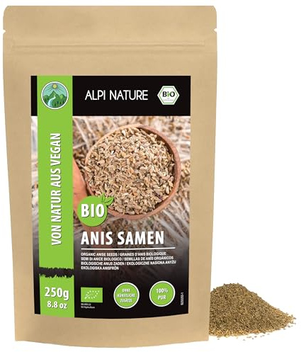 Alpi Nature Anis Orgánico en Grano 250g, Semillas de Anís Enteras para Té de Anís y Cocina