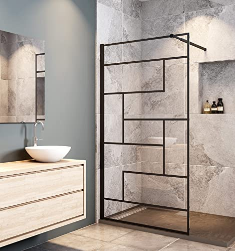 Aica Sanitär 120x200cm Walk in Duschwand 8mm Glas Dusche Duschabtrennung Schwarz