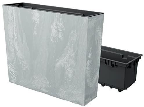 MELTOM Blumenkübel Blumenkasten mit Einsatz Quadratisch Beton Optik Farbe: Grau XL (BxH): 58 x 50 cm