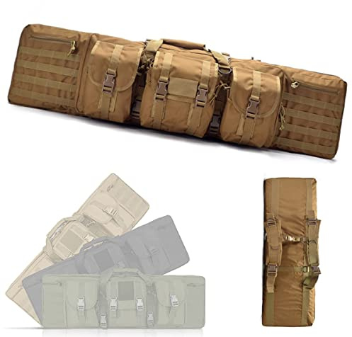 Custodia Doppia per Carabine e Fucili, 95/105/118/140 cm, Borsa per Canna da Pesca, Fodero Porta Fucile Imbottito, Resistente e Impermeabile, per Conservare Braccia, Beige-42in/106cm
