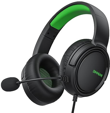 BINNUNE Casque Gaming pour PS5 PC PS4, Casque Gamer pour Transducteurs 50mm Micro Anti-Bruit Compatible avec Switch Xbox Series X & S - Vert