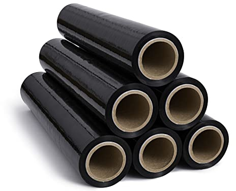 RAGO® Film etirable demenagement noir 130m 7,5 × 7,5 × 40 cm Film etirable Film palette Film noir emballage I Rouleau emballage colis I Plastique Protection pour Colis et Meubles 130 m (6 Pièces)