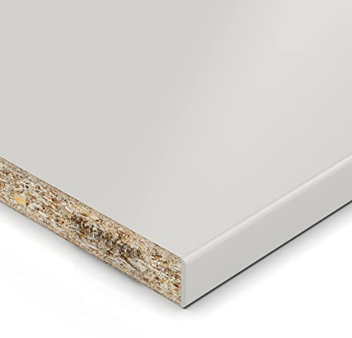 AUPROTEC Dekorplatte 19 mm grau 80x40 cm – ABS-Kante an langer Seite, pflegeleicht & robust für Regale, Möbel, Innenausbau
