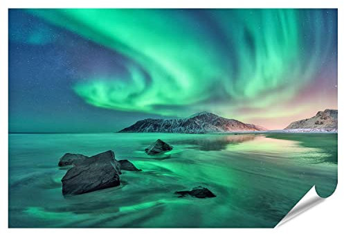 islandburner XXL Bild Poster Aurora Nordlichter Lofoten Inseln Norwegen Himmel Polarlichter Premium Bilder Fotodruck