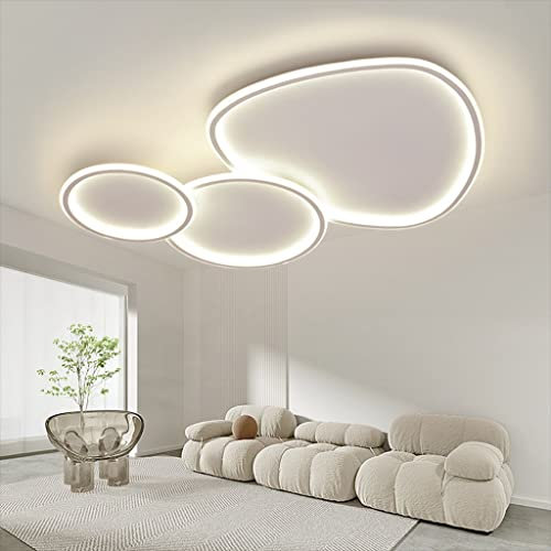 Deckenleuchte LED Dimmbar Deckenlampe Mit Fernbedienung Modern Groß Wohnzimmerlampe 3-Ring Acryl Lampenschirm Einstellbar Lichtfarbe/Helligkeit Schlafzimmerlampe Restaurant Beleuchtung Innenleuchte