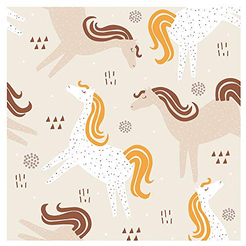 murando PREMIUM Vlies Tapete Deko Panel Fototapete Wanddeko 10 m Tapetenrolle Mustertapete Wandtapete modern design Dekoration - Tiere Pferde beige e-B-0051-j-a