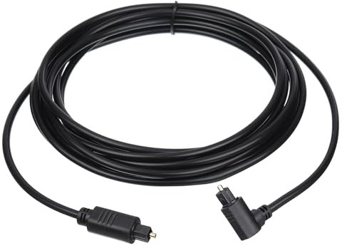 sourcing map Fiber Optic Audio Cable 90 Degree Digital Audio Optic Cable 11.8FT Long TOS Optical Link Cable PVC Plastic Connector for TV DVD Amplifier Stereo Black