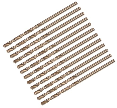sourcing map 12 brocas Jobber de 2 mm, nitruro negro y revestimiento de titanio dorado M2 de acero de alta velocidad (HSS) para acero inoxidable, aleación de aluminio y metal