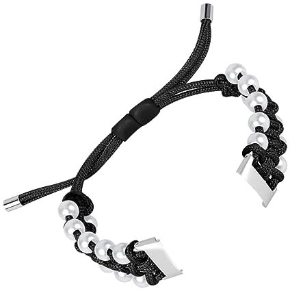 BESTonZON Strick-uhrenarmband Kompatibel Mit Fitbit Luxe Ersatzarmband Für Armbanduhren Perlen-design Leicht Anzupassen Für Alltag Und Sport