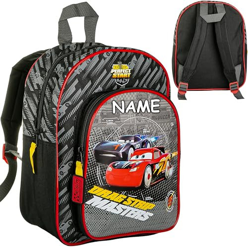 alles-meine.de GmbH Kinder Rucksack - Cars - Auto - Lightning McQueen - inkl. Name - Tasche - wasserfest & beschichtet - Kinderrucksack - 2 Fächer - groß Kind - Jungen Mädchen - ..